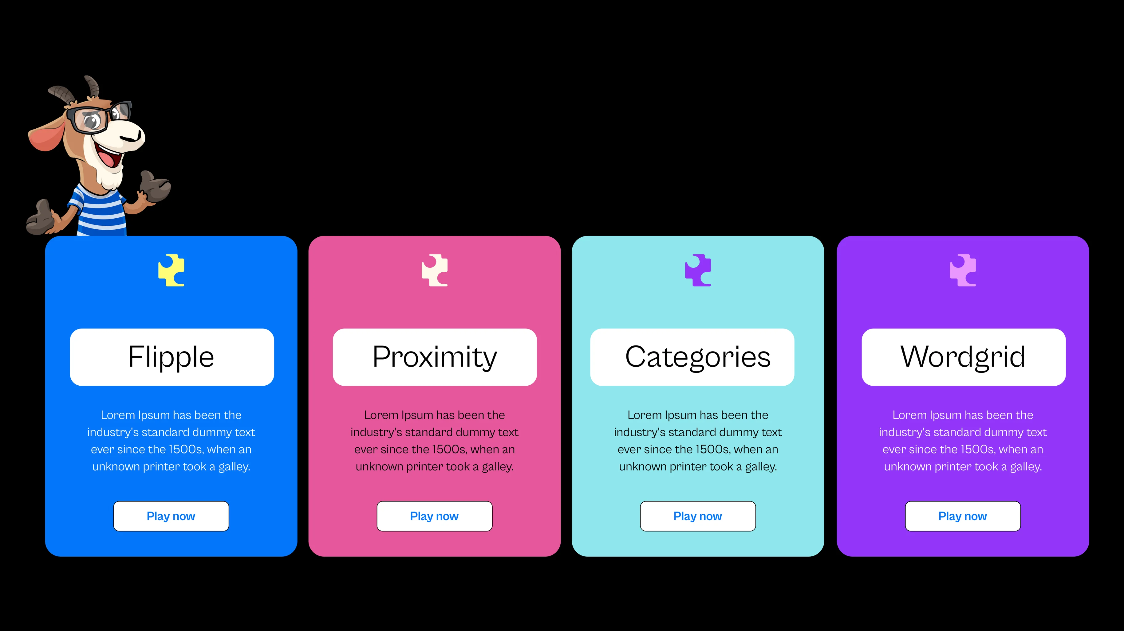 CleverGoat games — Flipple, Proximity, Categories, Wordgrid