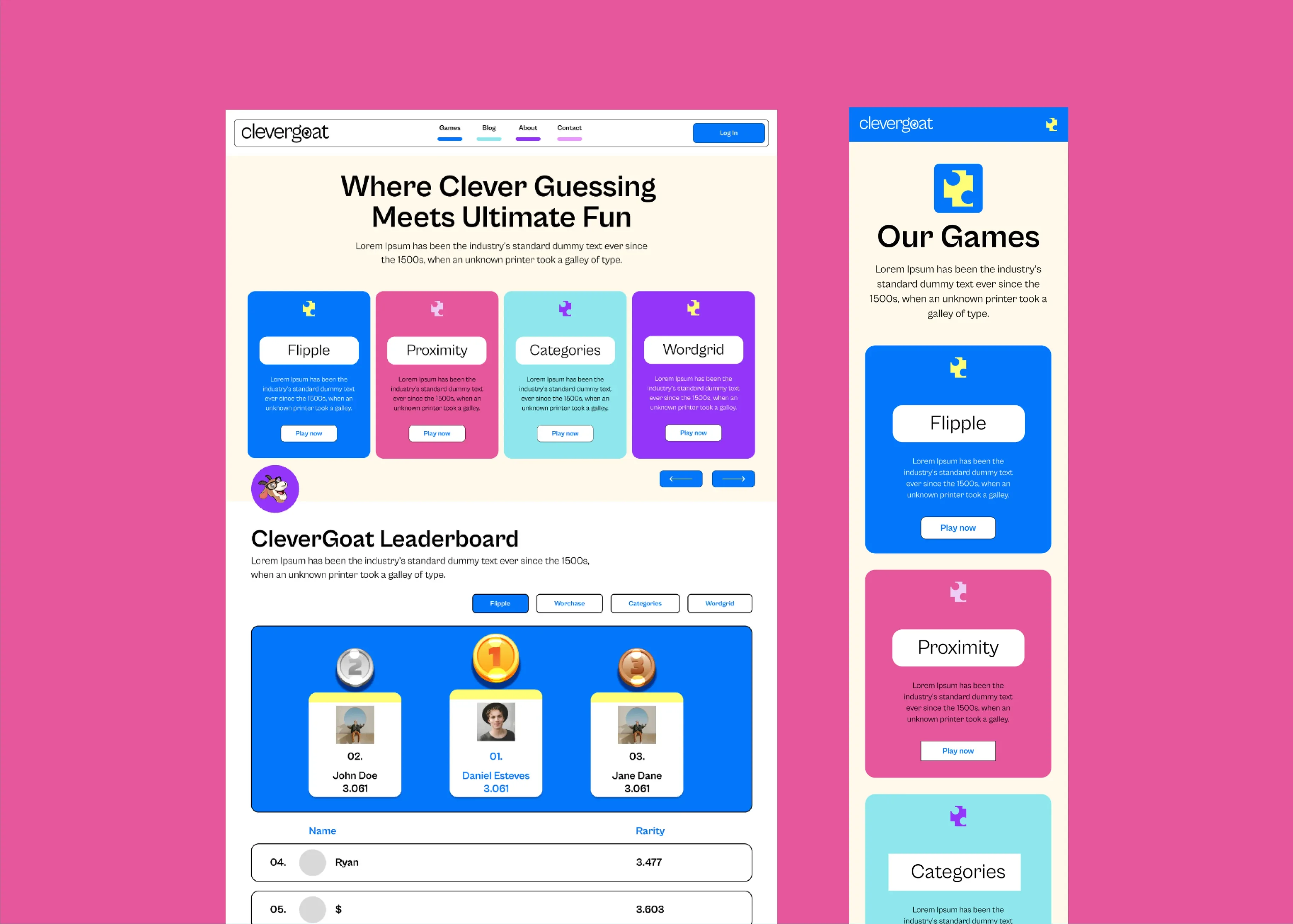 CleverGoat leaderboard and games