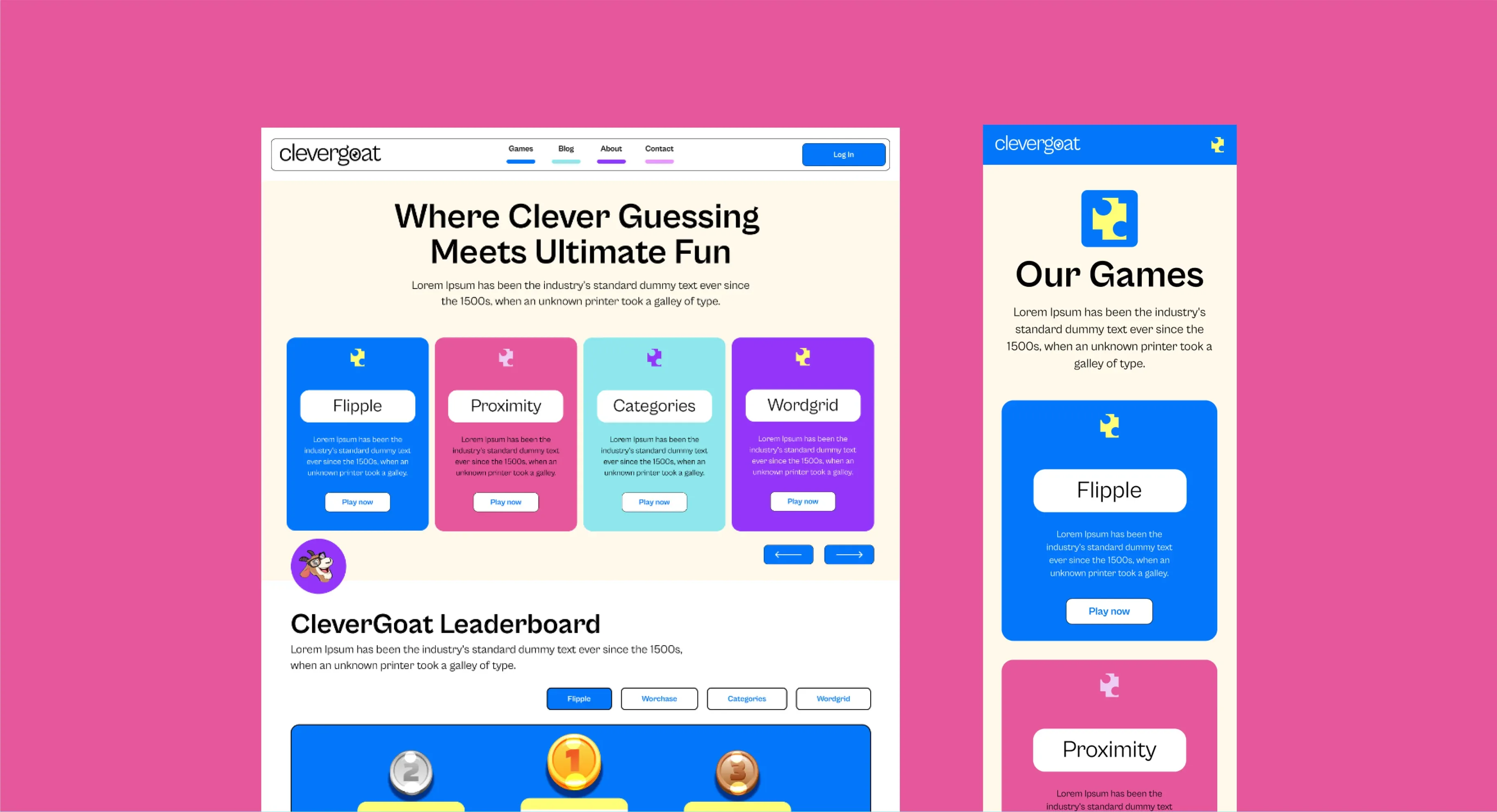 CleverGoat leaderboard and games