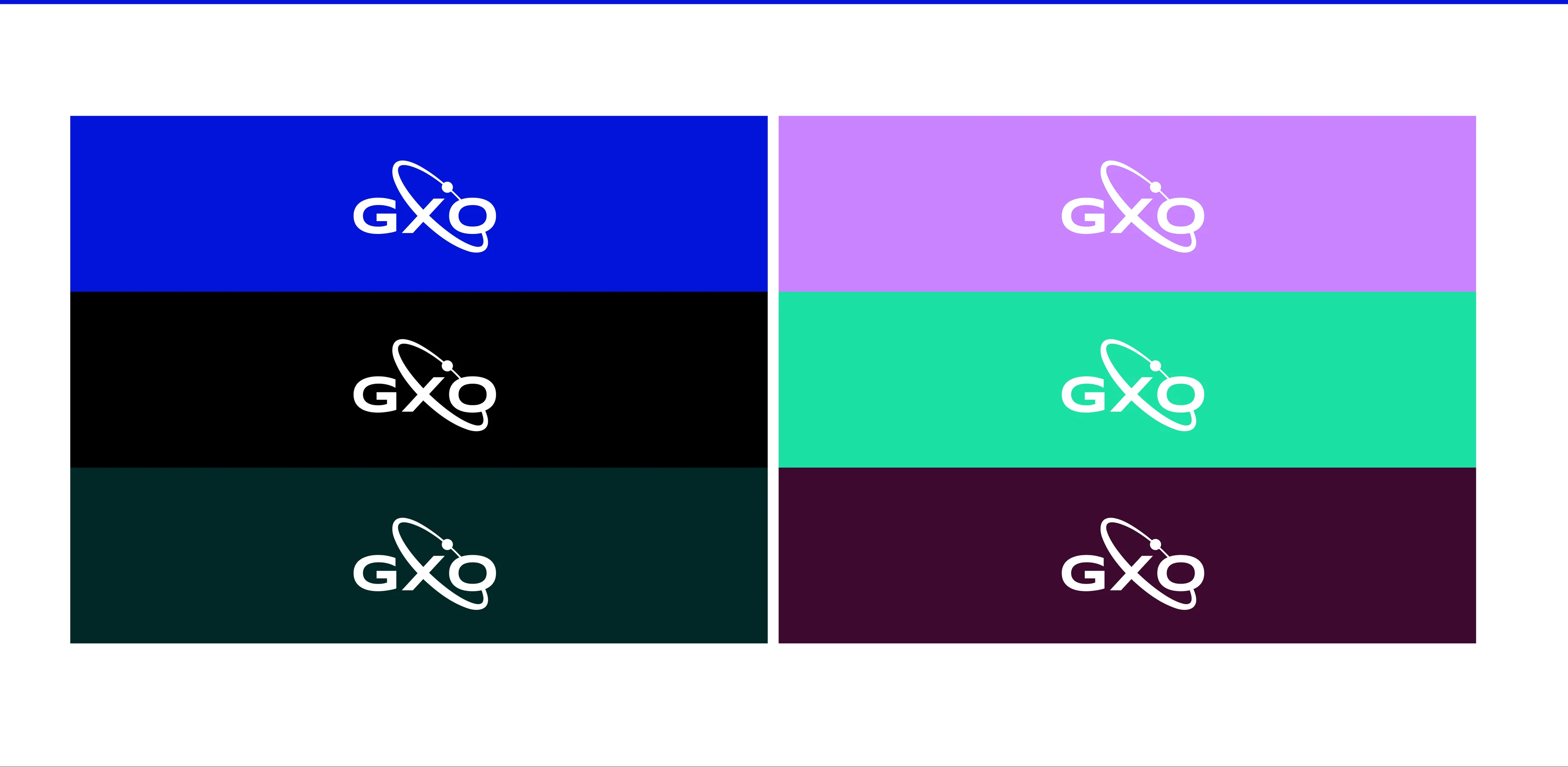 GXO logo across the brand color palette