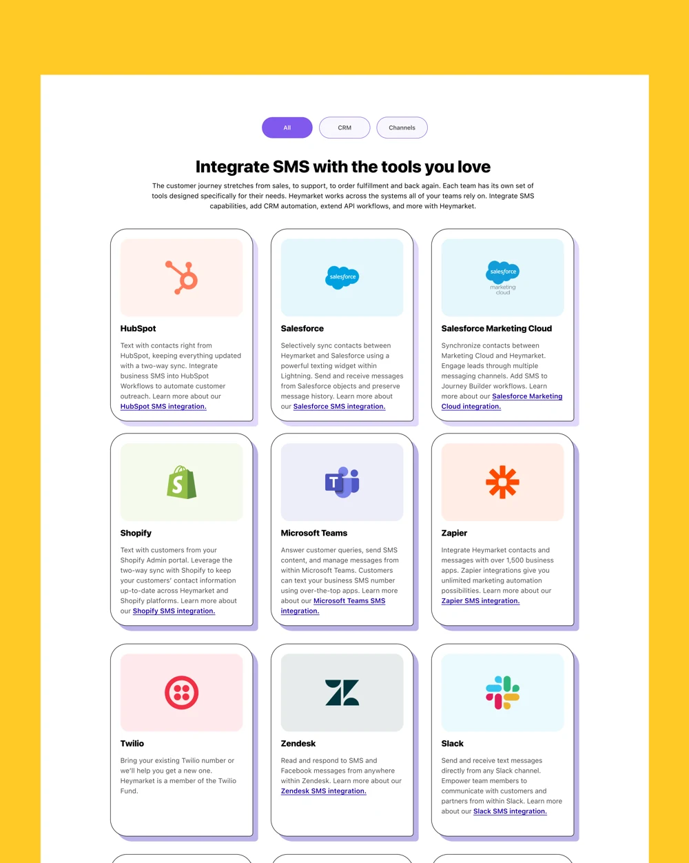 Heymarket — integrations