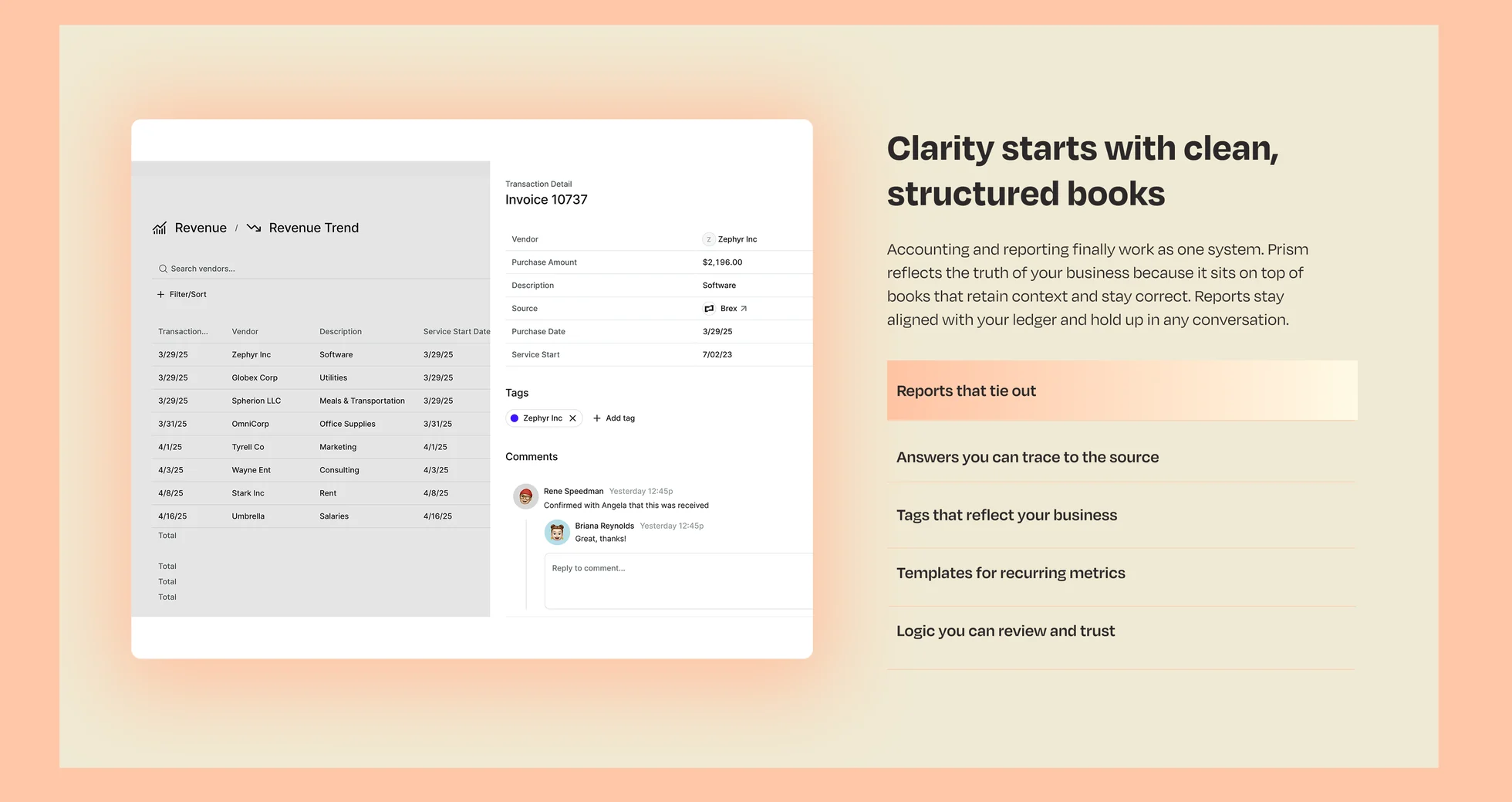 Clarity starts with clean, structured books — Prism reporting