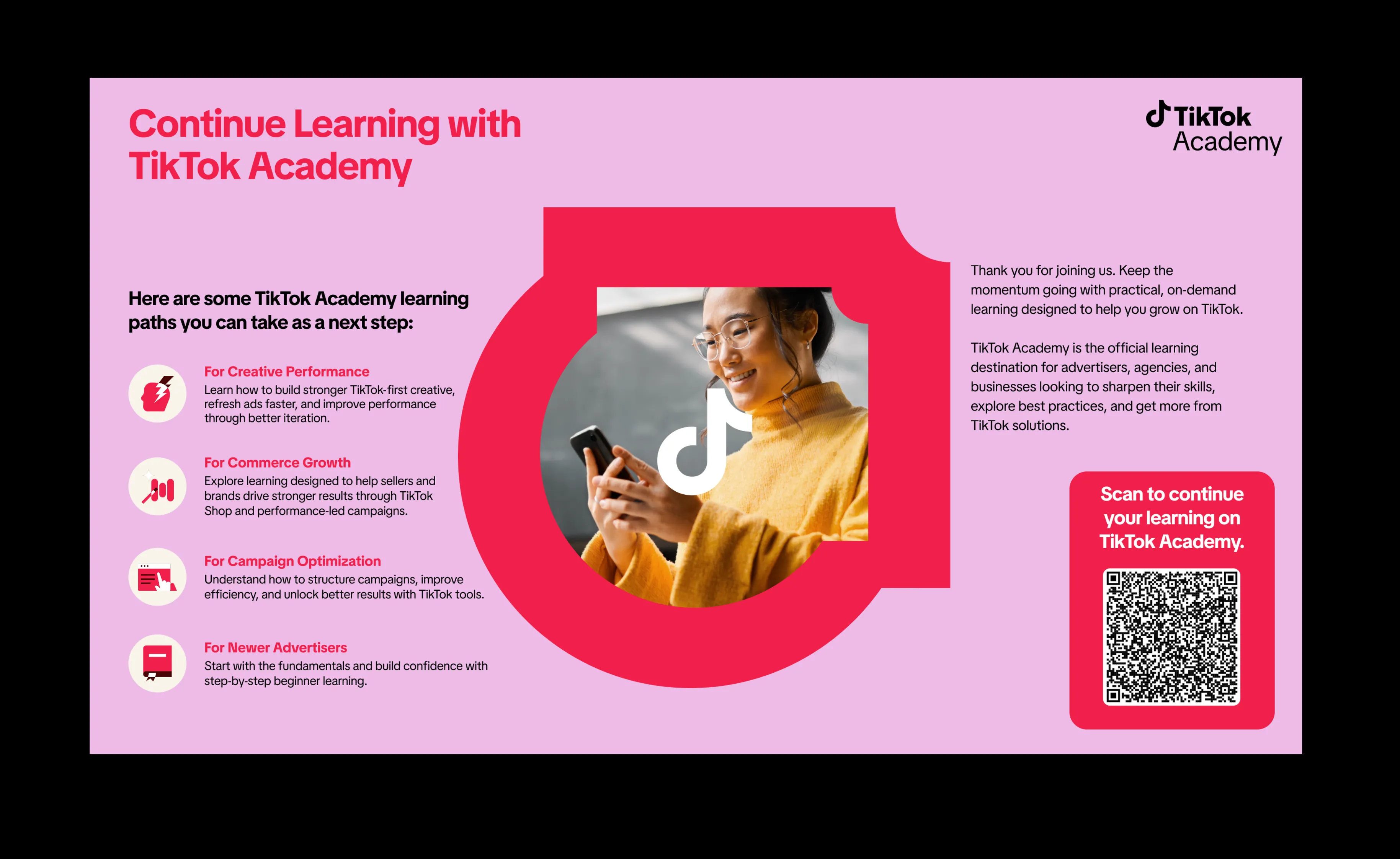 Continue learning with TikTok Academy